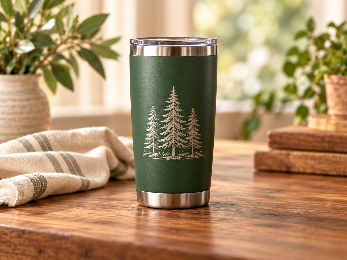 Engraved green tumbler